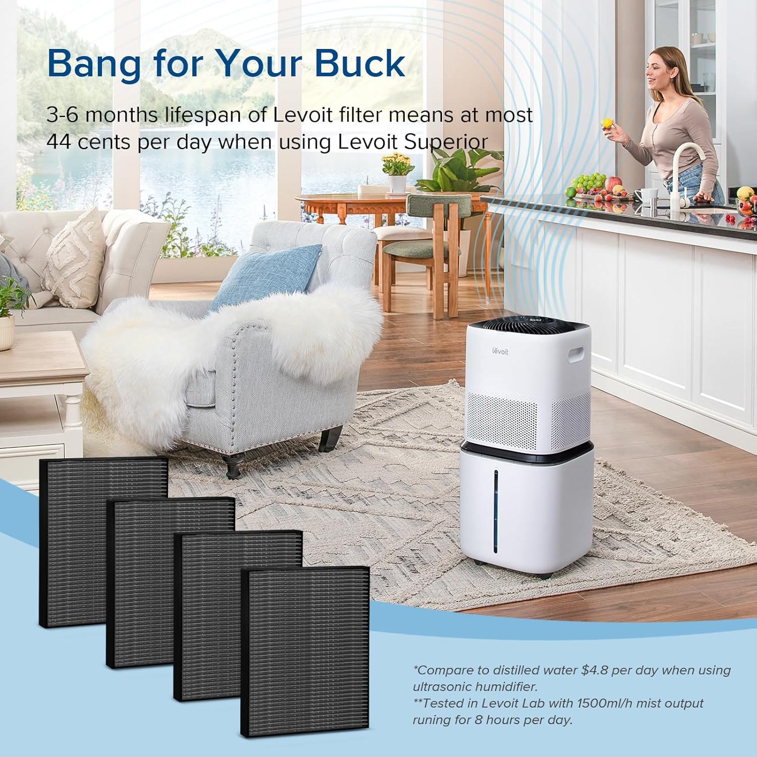 Levoit Superior 6000S Smart Evaporative Humidifier Replacement Filters (4-Pack) - Image 4